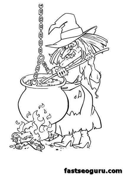 Halloween witches coloring pages